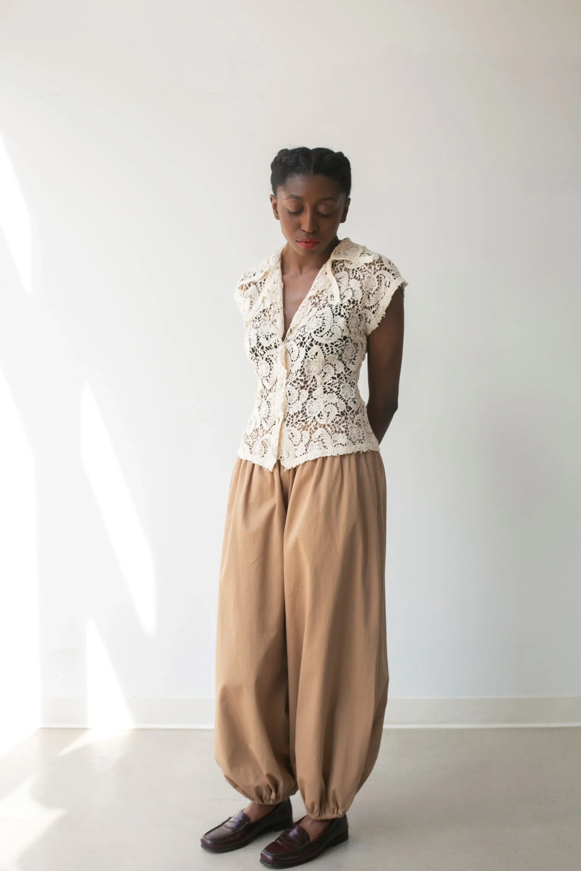 Lace Button Front Top
