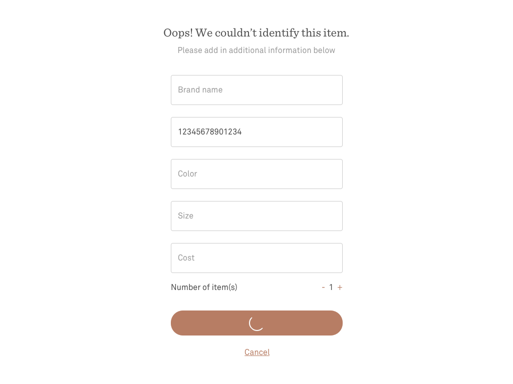 Appointment Flow - Unidentified Item