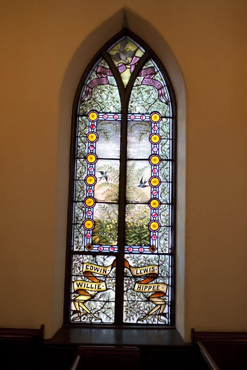 Original stained glass at St. Paul's Cathedral