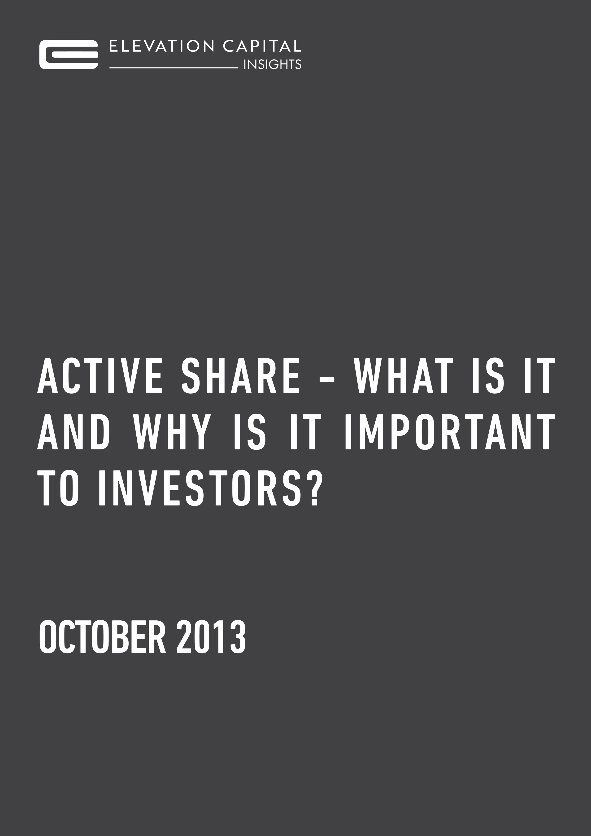 Active Share - What is it and why is it important to investors?
