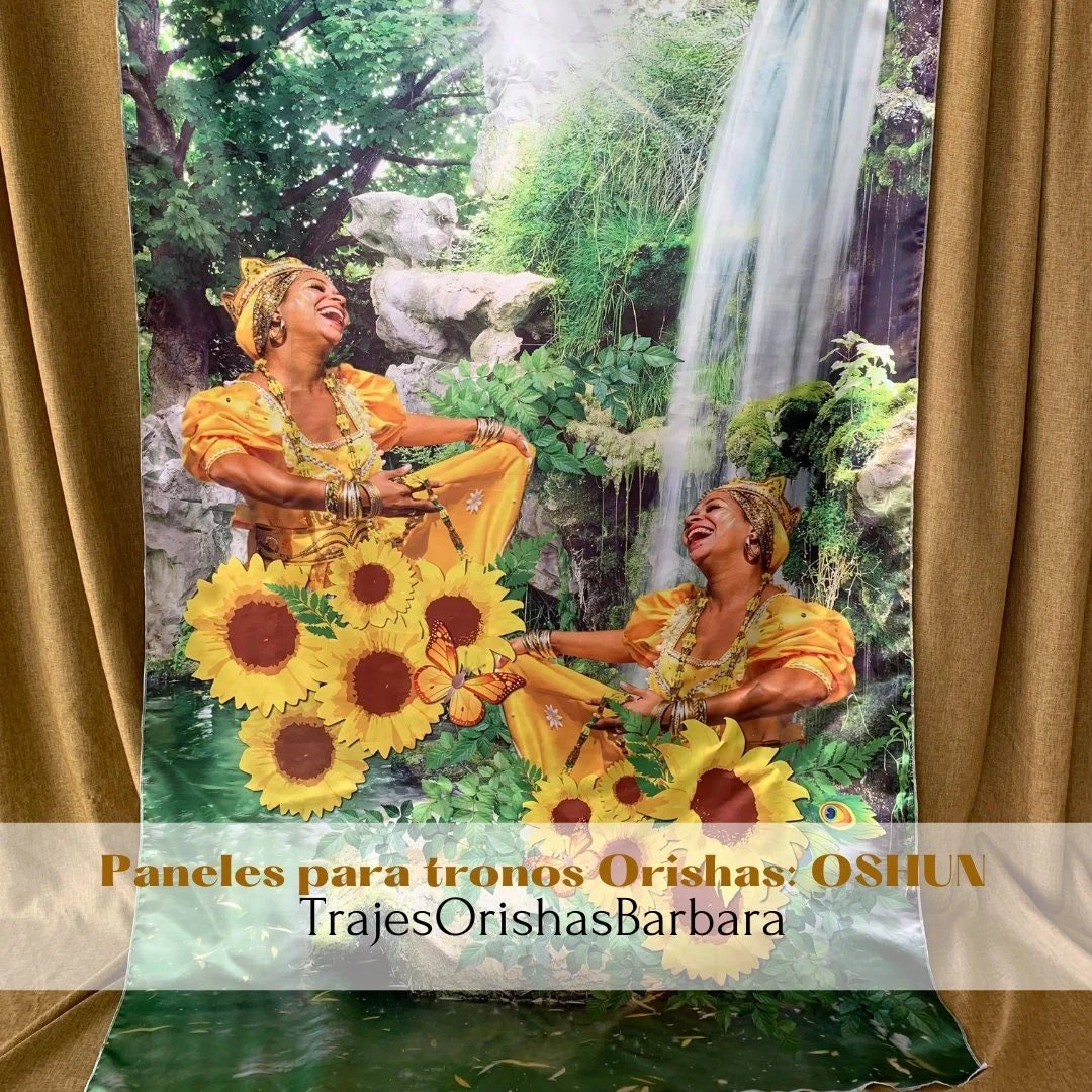 OSHUN. Paneles para trono de OSHUN. Paneles decorativos de pared. Paneles Orishas para decorar. Tamaño de 110 pulgadas por 57 pulgadas