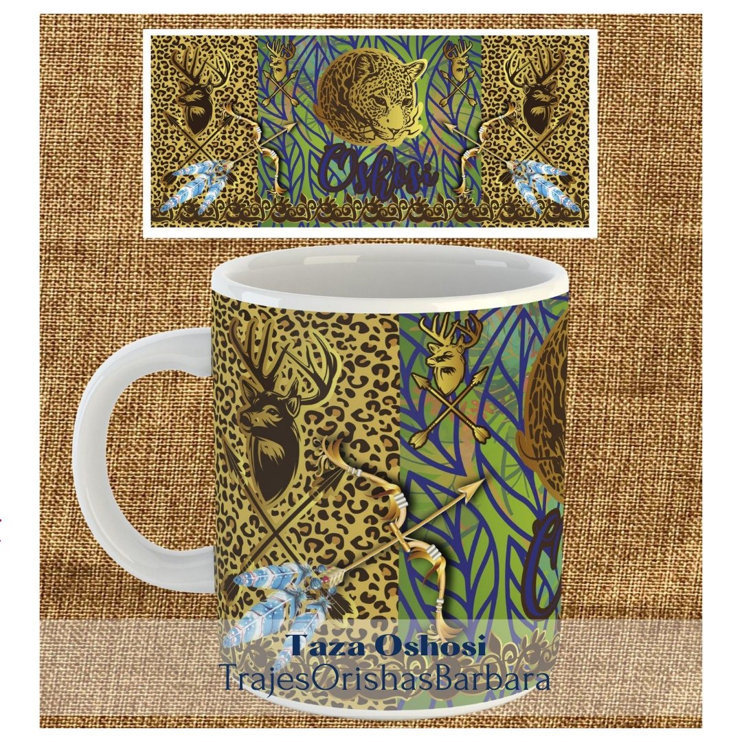 Oshosi/Taza Oshosi/ Mug 11 Oz/Special Gift/Ceramic /Microwave and Dishwasher Safe /Lead Free/ Handmade/ MadeinUSA.