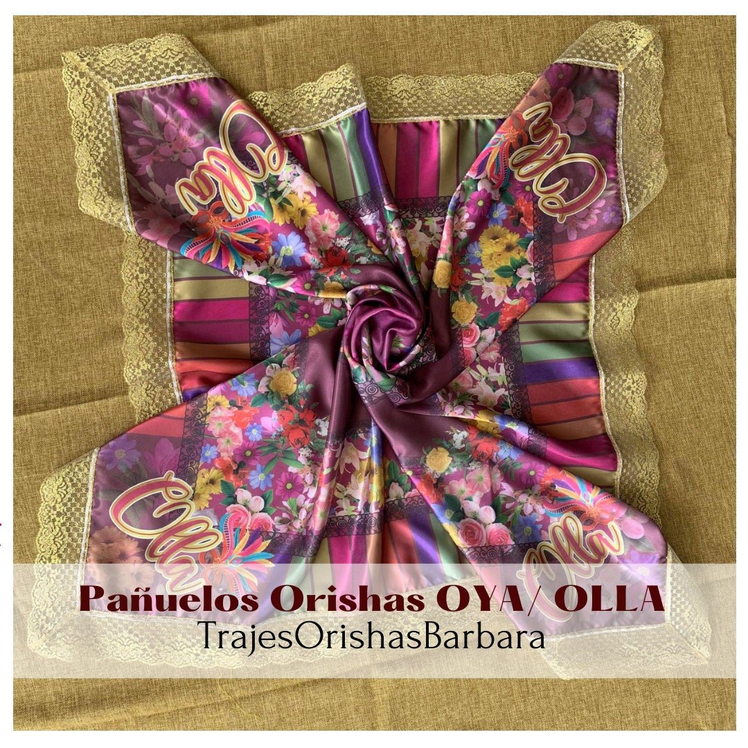 OYA/OLLA pañuelo. OLLA handkerchief/ Pañuelo de santo orisha yoruba. Tamaño 45 pulgadas por 45 pulgadas en satén estampado en sublimación.