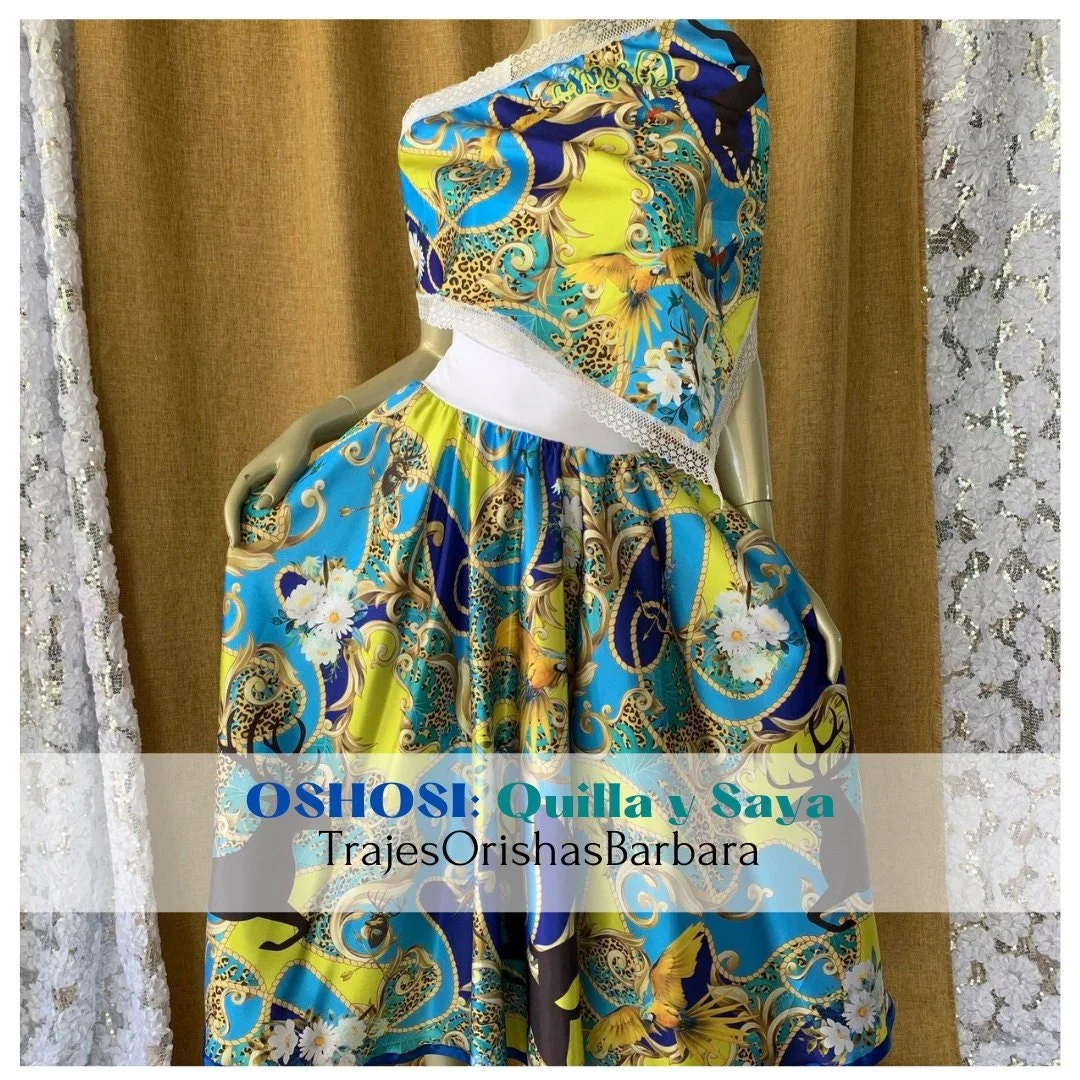 OSHOSI Elegant /Set OSHOSI /Quilla y saya en Edo "Full print"/Estampado por sublimación/Miami.