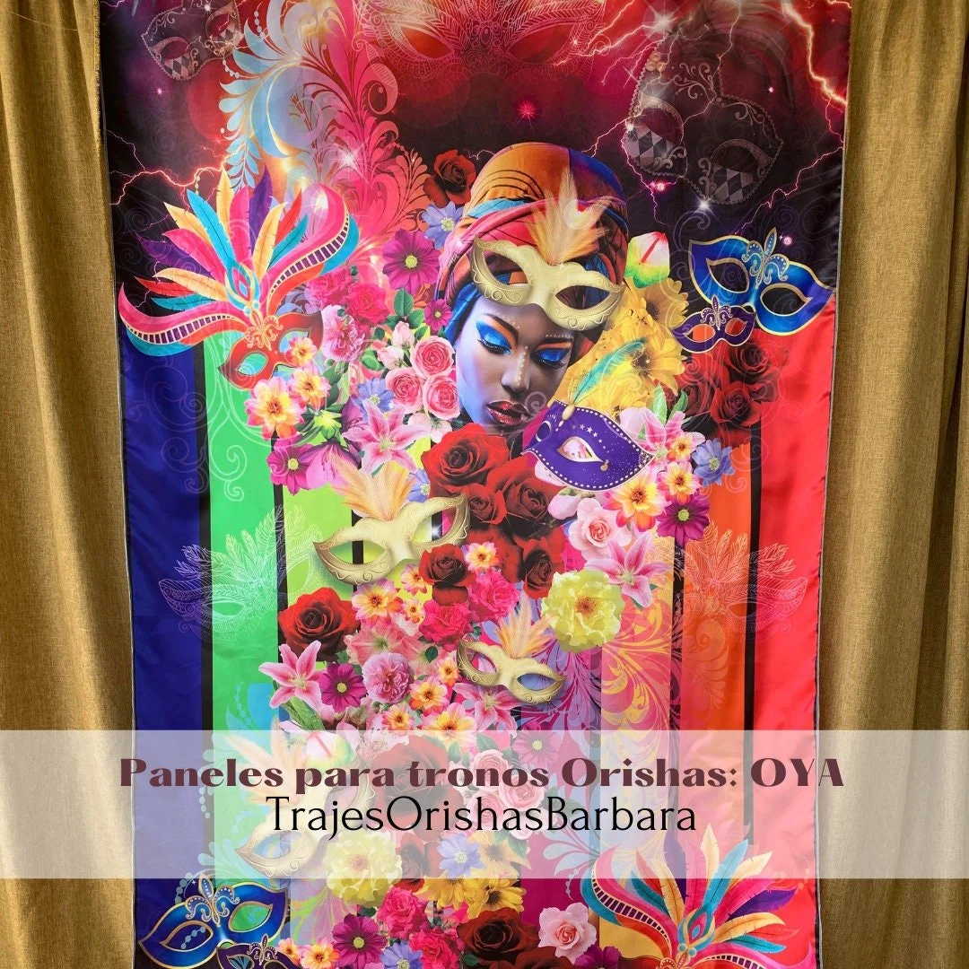 OYAYANZA MASCARA/Paneles para trono de OYA. Paneles de pared/Paneles Orishas. Tamaño de 110 por 57 pulgadas