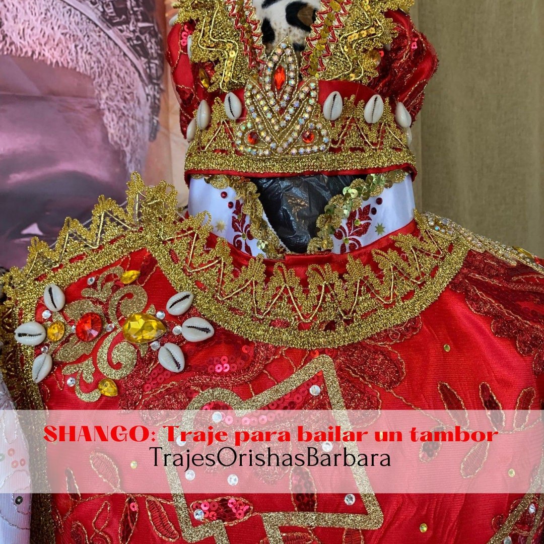 SHANGO: Traje de Shango para bailar un tambor hecho a medida/Trajes Orishas Barbara/ Traje de gala/Made in Miami.