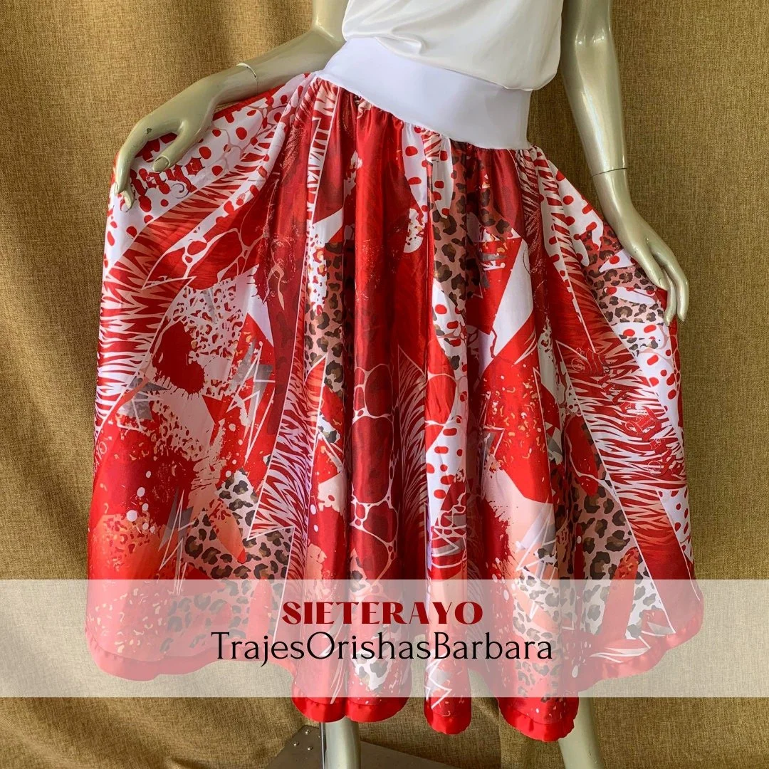 SIETE RAYO/Saya para mujer/Estampado con motivos de SieteRayo Mayombero/Sublimación/Full print/Miami