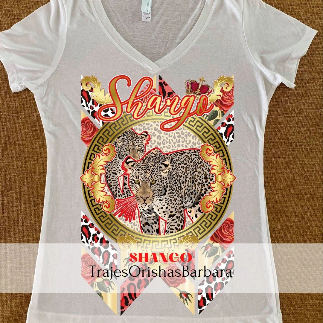 SHANGO/Camisetas Leopardo de Shango para mujer/Camiseta de manga/Viscosa 60/40 algodón /poliéster/ Sublimación/Made in Miami