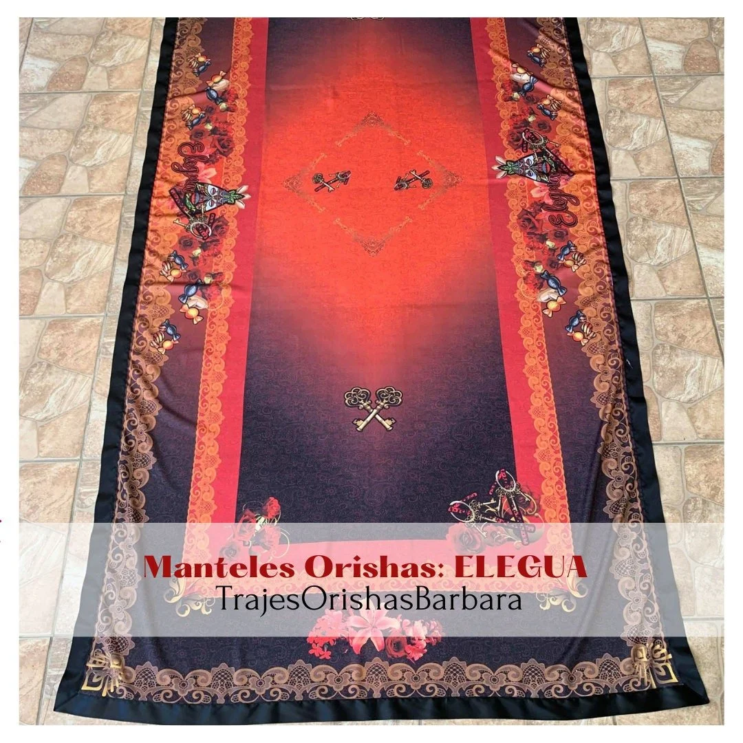 ELEGUA. Mantel para ELEGUA. Tamaño 125 pulgadas largo por 58 de ancho, para una mesa de 8 pies en satín estampado completo por sublimación