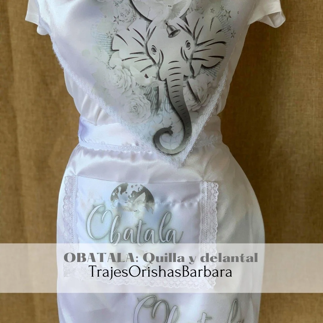 OBATALA/Set Delantal y quilla/Sets of apron and keel for Obatala/Conjuntos de delantal y quilla para Obatala