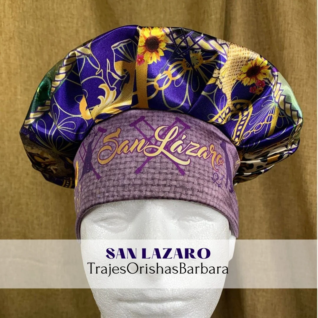 AZOWANO/san Lazaro/Gorros de Santo/Gorros Orisha/Accesorios para Santo: Gorros estampados por sublimación/Miami/Hialeah