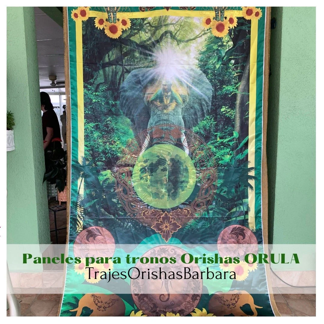 ORULA. Paneles para trono de ORULA. Paneles decorativos de pared. Paneles Orishas para decorar. Tamaño de 110 pulgadas por 57 pulgadas