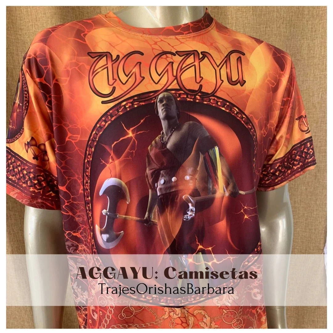 AGGAYU FUEGO/Camiseta de hombre/Manga corta/Estampado full print por sublimación/Composición 96 Poliéster, 4 Spandex/Tacto seda/Miami