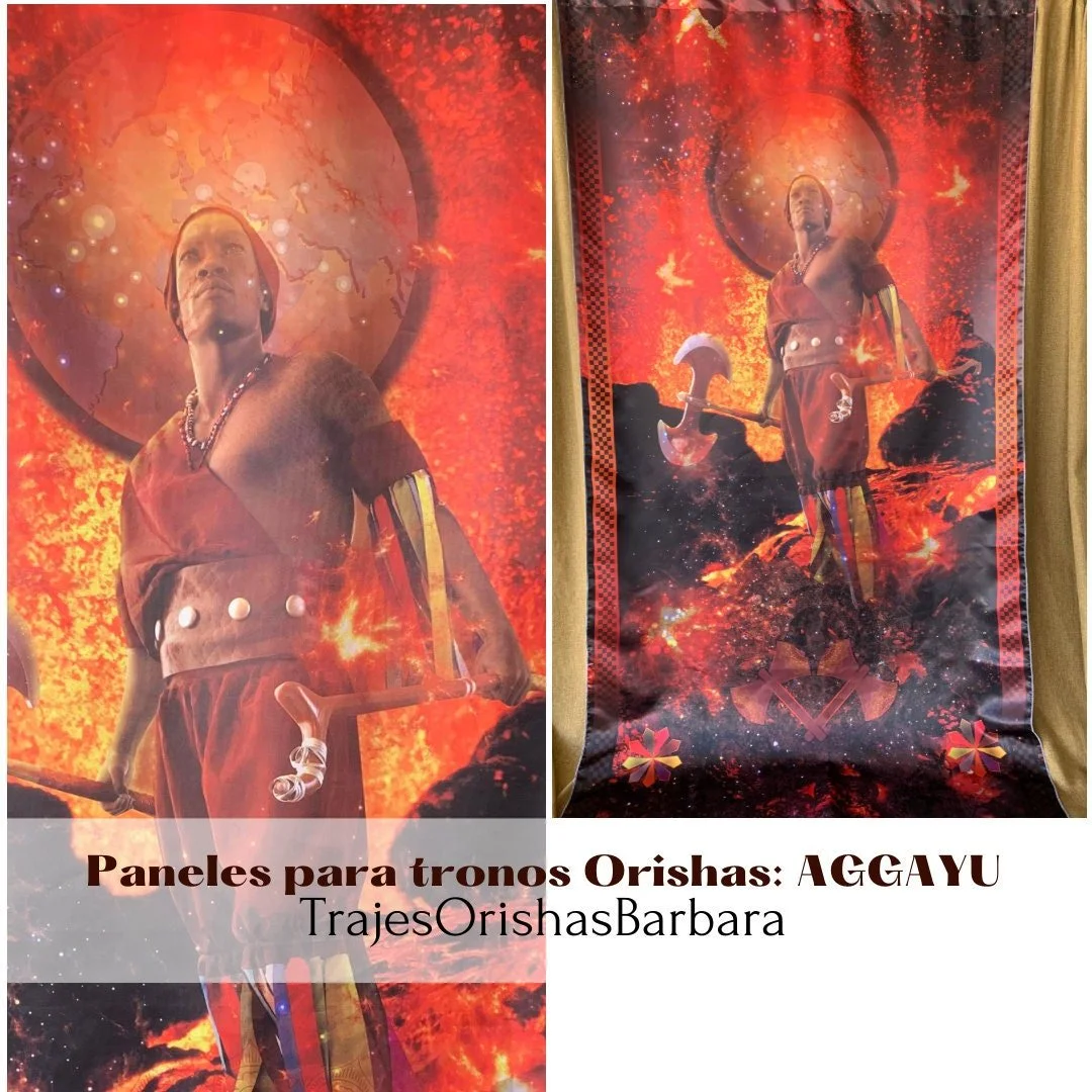 AGGAYÚ/ Paneles para trono de Aggayú Solá/Paneles de pared/Tamaño de 110 por 57 pulgadas/Satin grueso/Estampado por sublimación