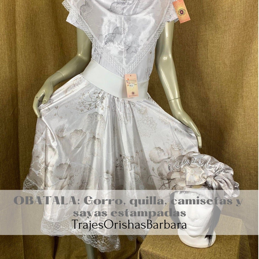 OBATALA set/Set Obatalá: Gorro & turbante, camiseta y saya en Edo "Full print"/Estampado por sublimación/Miami.