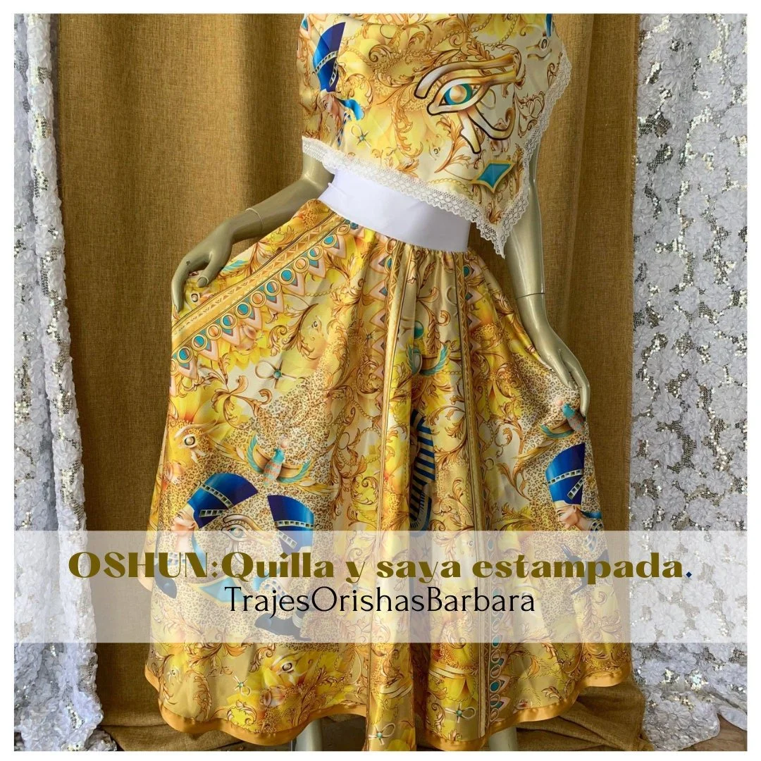 OSHUN Luxury/Set OSHUN/Quilla y saya en Edo "Full print"/Estampado por sublimación/Miami.