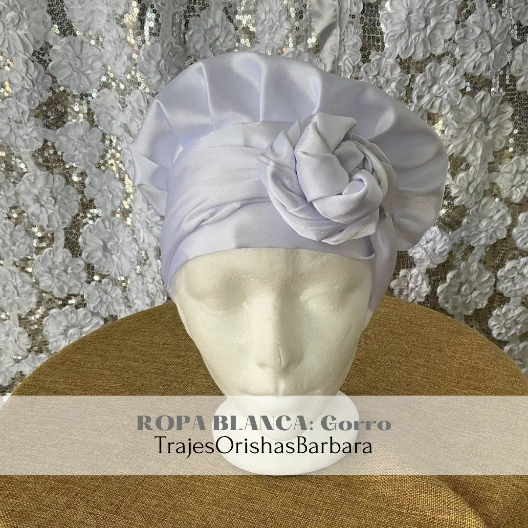 IYAWO/Gorro Turbante para IYABO/Gorro de mujer/ Ropa BLANCA/Satin Crepé/Ajustables