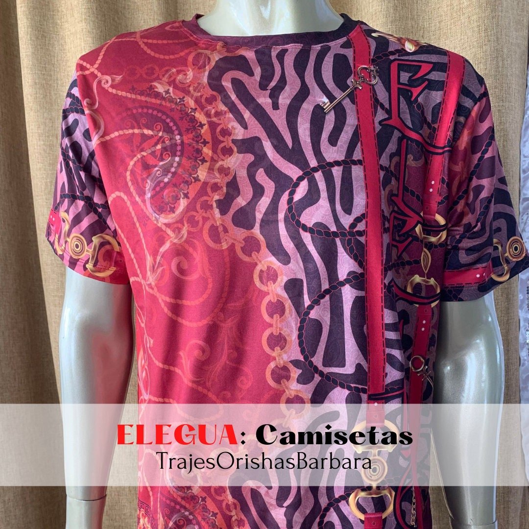 ELEGUA Animal Print/Camiseta de hombre/Manga corta/Edo full print por sublimación/ 96 Poliéster, 4 Spandex/Tacto seda/Made in Miami