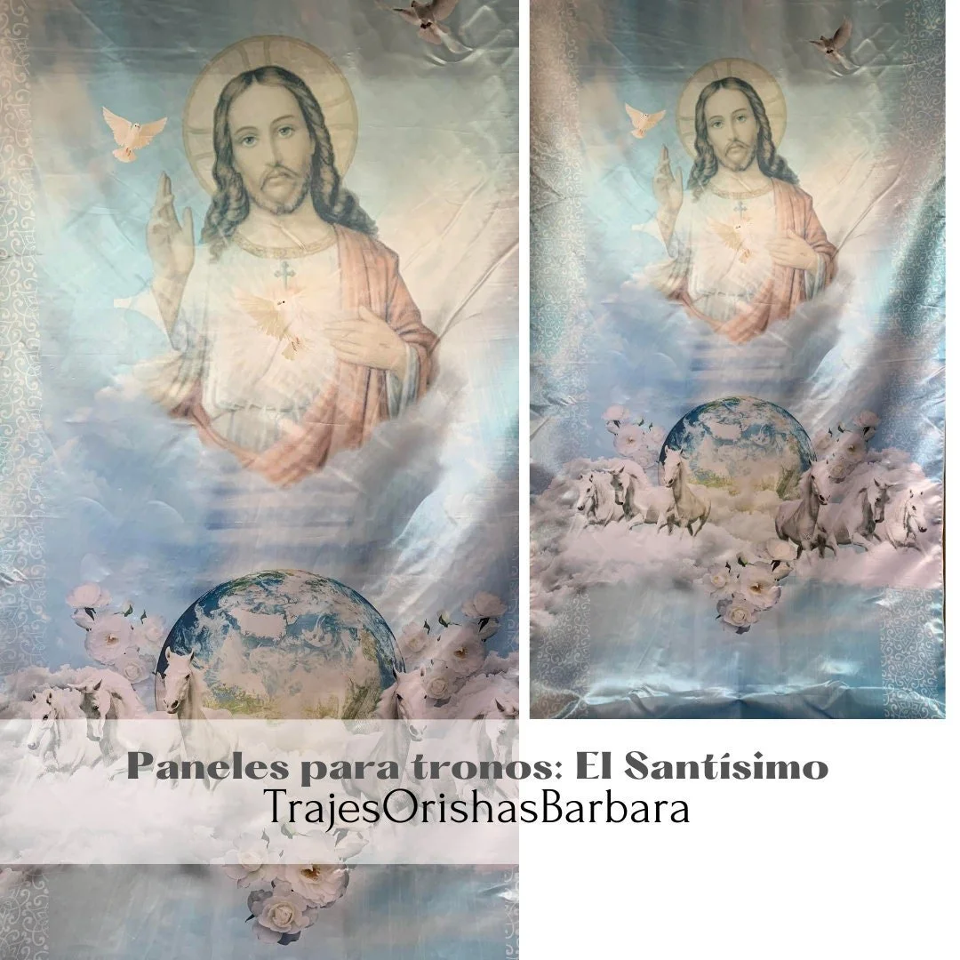 Santísimo Corazón de Jesús. Paneles para trono. Paneles decorativos de pared. Paneles Orishas para decorar. Tamaño 110 x 57 pulgadas. Miami
