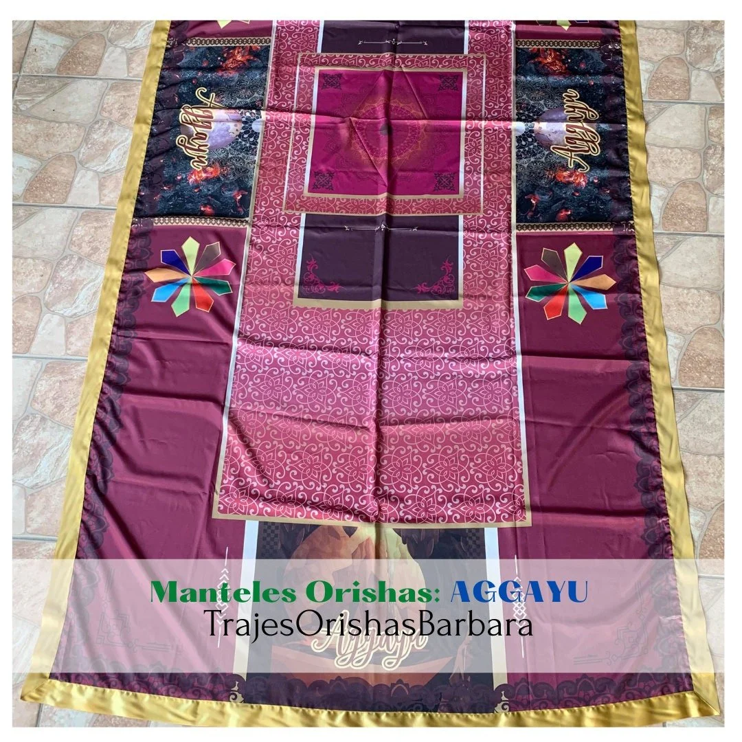 AGGAYU. Mantel para ORULA. Tamaño 125" de largo por 58 de ancho, para una mesa de 8 pies en satín estampado completo por sublimación.