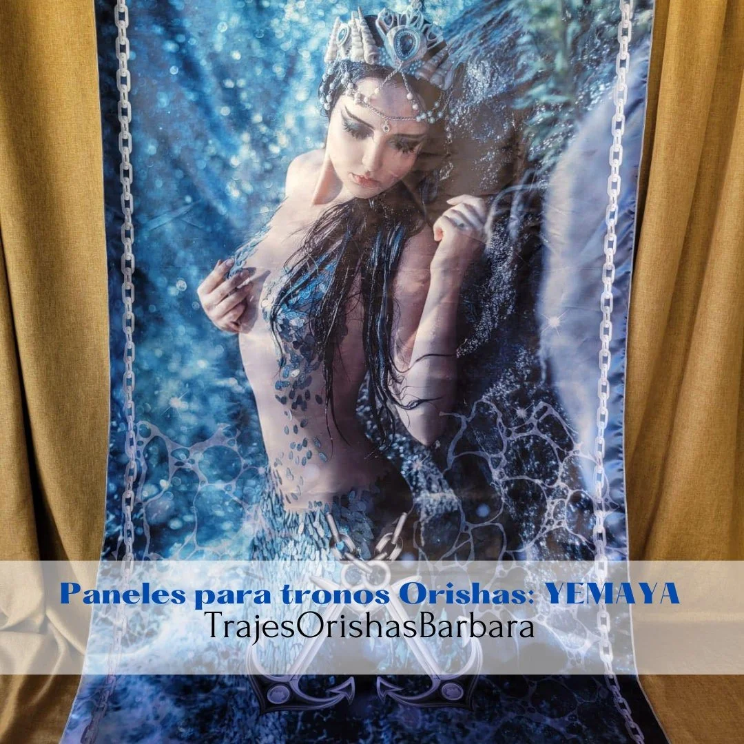YEMAYA SIRENA. Paneles para trono de YEMAYA 3. Paneles de pared. Paneles Orishas para decorar. Tamaño de 110 pulgadas por 57 pulgadas