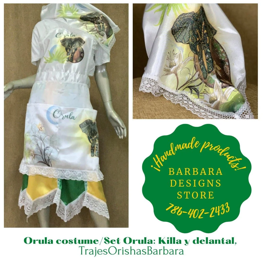 Orula/Set Delantal y quilla para ORULA/Sets of apron and keel for Orula/Conjuntos de delantal y quilla para Orula.