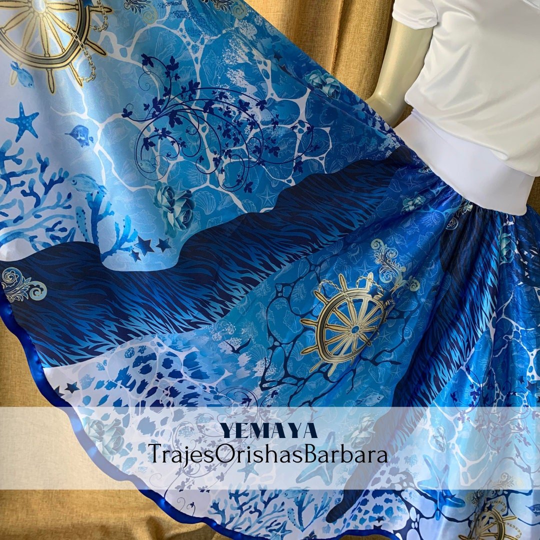 YEMAYA/ Saya para mujer/ Estampada con motivos de YEMAYA/ Estampado por sublimacion/Full print/Miami