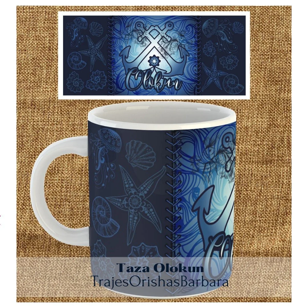 Olokun/Taza Olokun/ Mug 11 Oz/Special Gift/Ceramic /Microwave and Dishwasher Safe /Lead Free/ Handmade/ MadeinUSA.