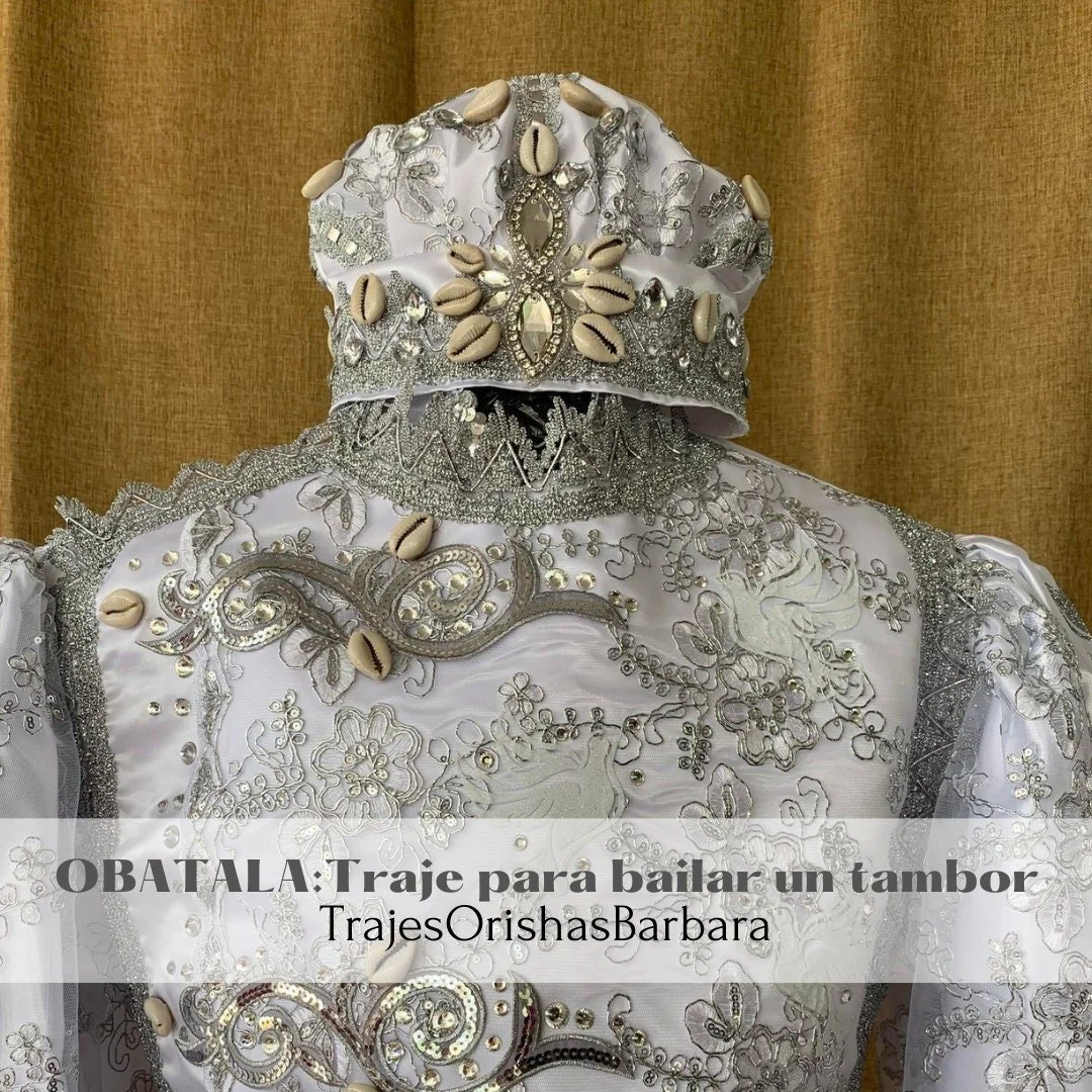 OBATALA: Traje de Obatala para bailar un tambor hecho a medida/Trajes Orishas Barbara/ Traje de gala/Made in Miami.
