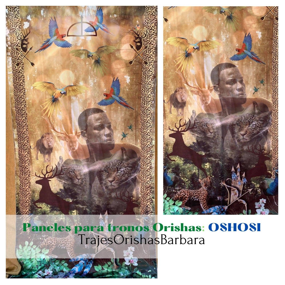 OSHOSI. Paneles para trono de OSHOSI. Paneles decorativos de pared. Paneles Orishas para decorar. Tamaño de 110 pulgadas por 57 pulgadas