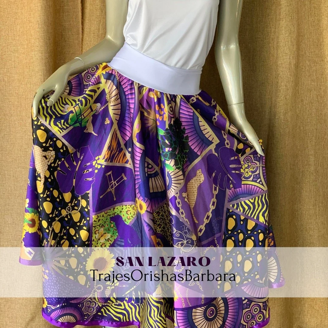 San LAZARO/Saya Collage para mujer/Estampado con motivos de SAN LAZARO/Sublimación/Full print/Miami