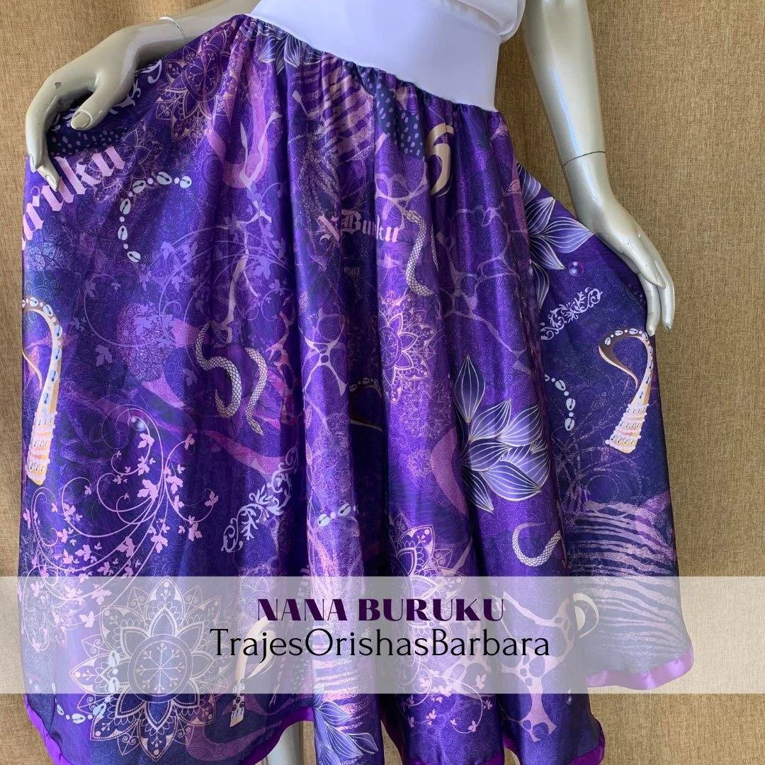 NANA BURUKU/Saya para mujer/Estampado con motivos de NanaBuruku Mayombero/Sublimación/Full print/Miami