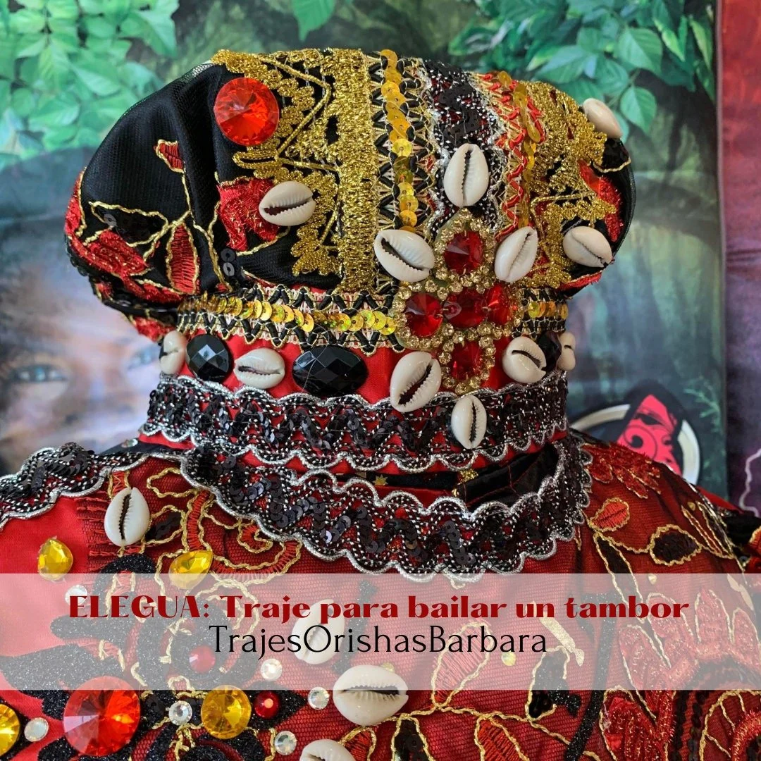 ELEGUA: Traje de Elegua para bailar un tambor hecho a medida/Trajes Orishas Barbara/ Traje de gala/Made in Miami.