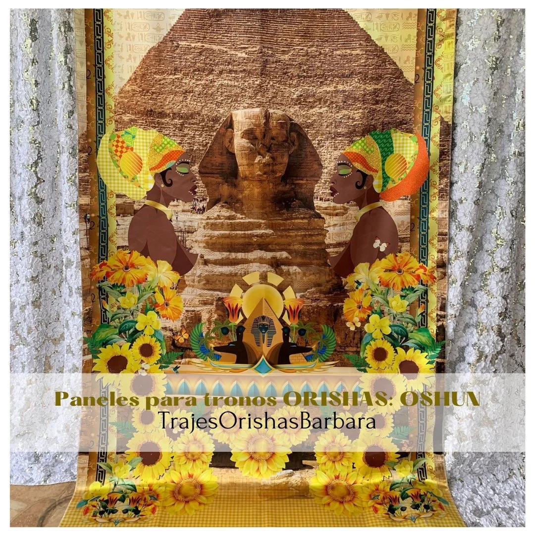 OSHUN EXOTIC/Paneles para trono de OSHUN/Paneles decorativos de pared. Paneles Orishas para decorar. Tamaño de 110 pulgadas por 57 pulgadas