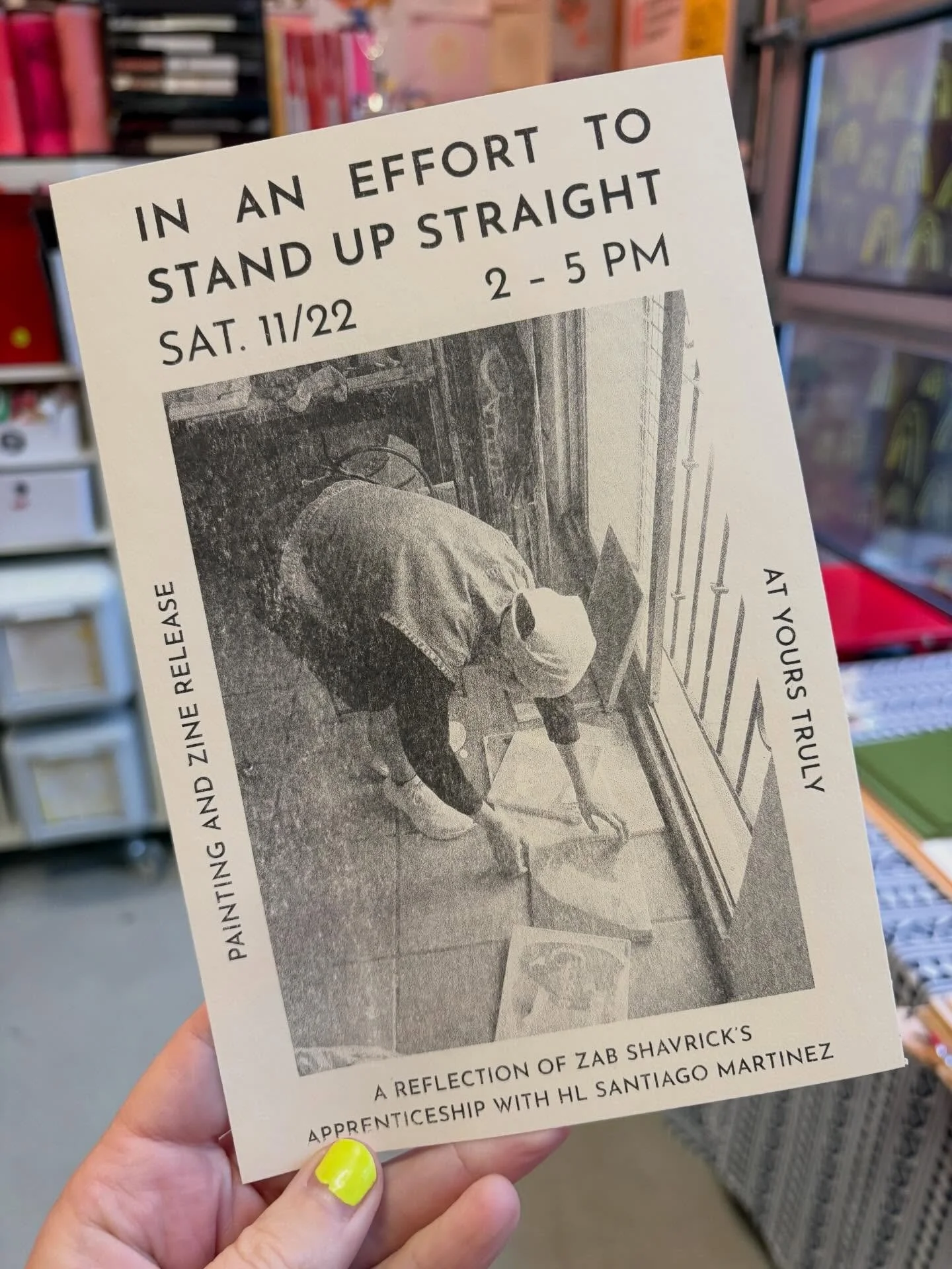 Our very own @fromzab has a show opening up @yours.truly.pdx this Saturday! Go hop over to their IG to check out their work!

In zab&rsquo;s words:  I&rsquo;m pleased to announce my opening reception, In an Effort to Stand Up Straight, where I&rsquo;