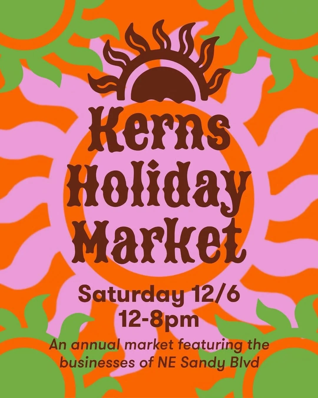 Oh heck yeah! We are proud to be participating in the 4th annual Kerns Holiday Market! 

Sat, Dec 6th from 12-8pm join us for a festive evening filled with gift shopping, food, drinks, and prizes with small local businesses along NE Sandy Blvd

Enjoy