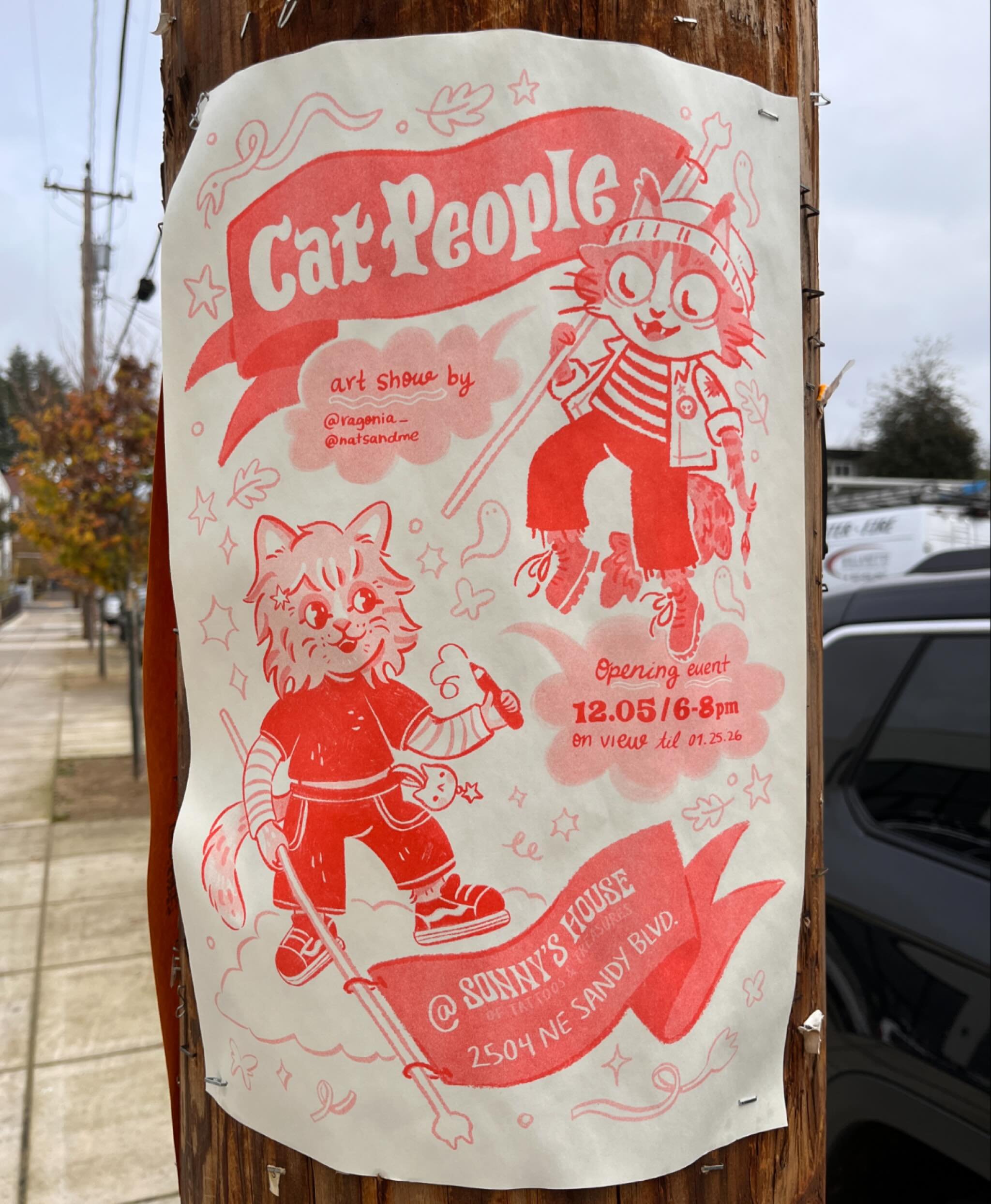 Our very own @natsandme is having a show opening @sonnyshouseof with @ragonia_ (also a sweet Outlet regular!) this Friday evening! It&rsquo;s all about CATS! We LOVE cats! You love cats. Go check out the show, it&rsquo;s up through December and into 