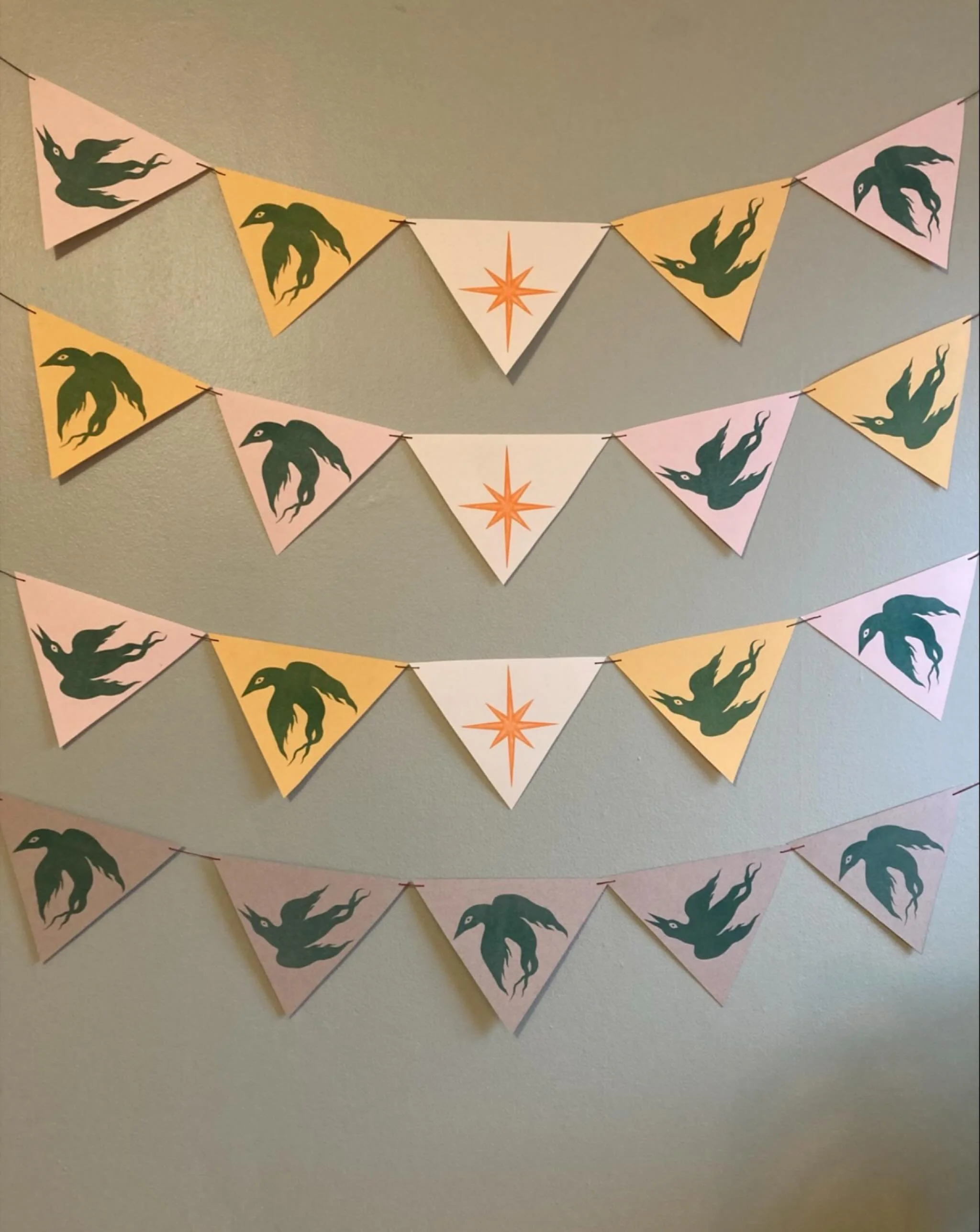 We&rsquo;re loving these risograph garlands that @riversteeth made! Our grass and orange inks go so well together! You can find these and lots of other fun stuff at ANOTHER market happening right down the street this weekend @hedgerowherbco 12/6-12/7