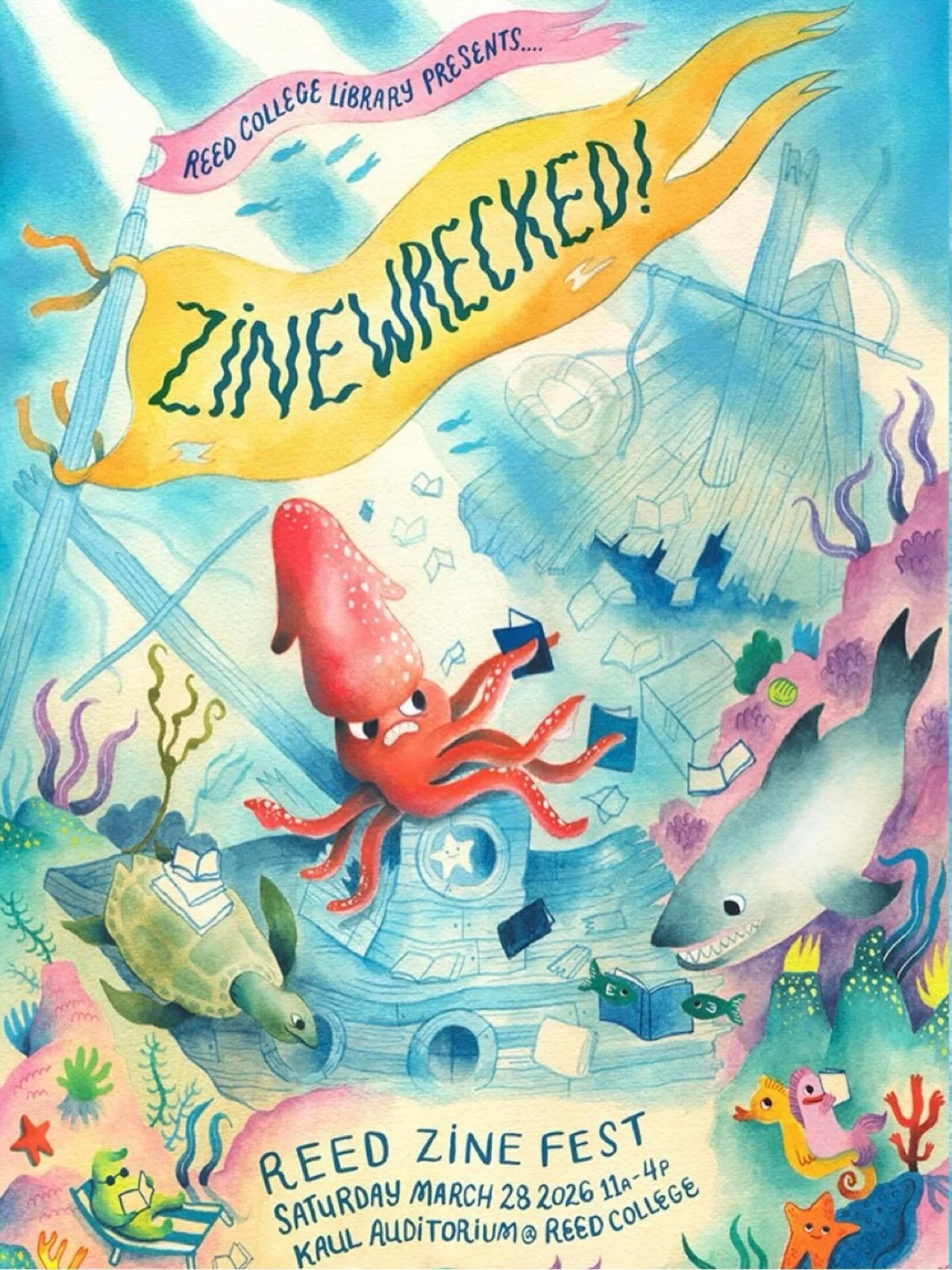 The @reedzinelibrary fest is this saturday! Loving this poster by @leetlewolf 

Repost @reedzinelibrary In exactly one week from now, on Sat March 28th, Reed Zine Fest will be hosting well over 100+ community and Reed student zine tablers at Reed Col