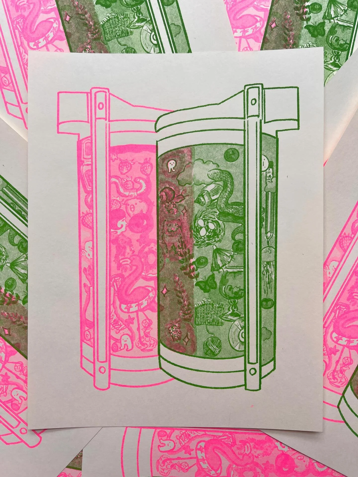 Next up! Check out these beauties made by @frogtimecomics @sixgills and @seven_herons_studio! Thank you so much for being part of our Love Letter to Riso show opening @sonnyshouseof this Friday! ⭐️⭐️⭐️⭐️⭐️