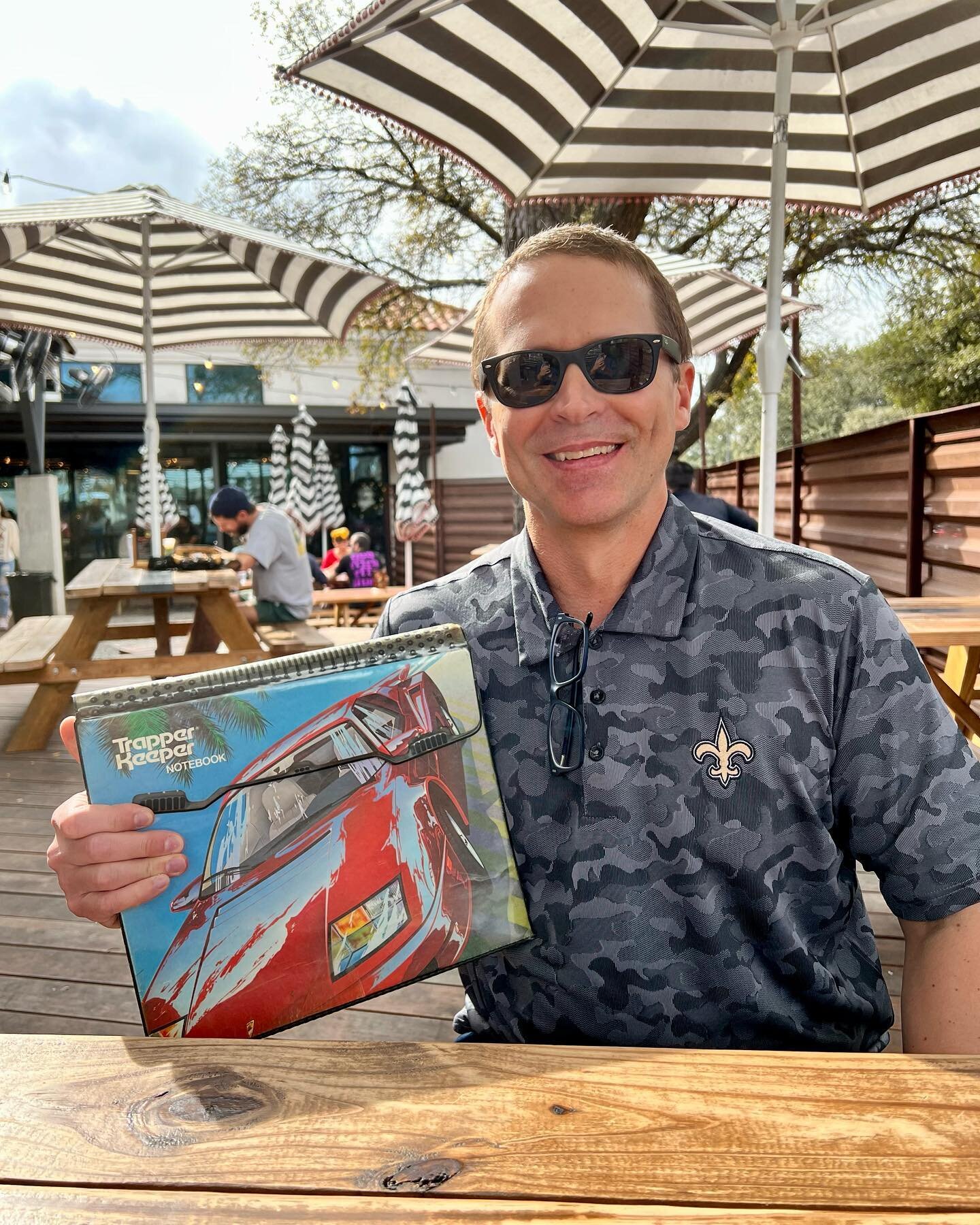 Lunch meeting @easytigeratx; check out Roy&rsquo;s Trapper Keeper!