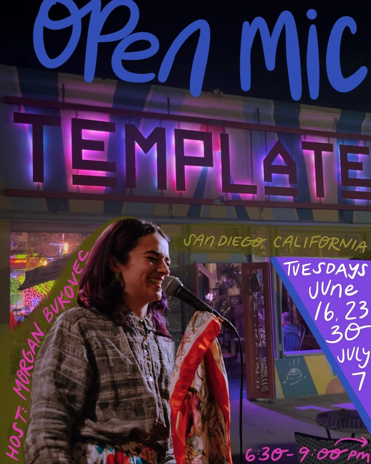 OPEN MIC 🎙️ tuesdays @ the template 
📍 @thetemplateob 

calling all musicians &amp; poets &amp; lovers of art 
JOIN ME at THE TEMPLATE every TUESDAY 
listen, perform, connect with community 

SIGN-UPS ✍🏽 begin at 6:20pm in-person at The Template (