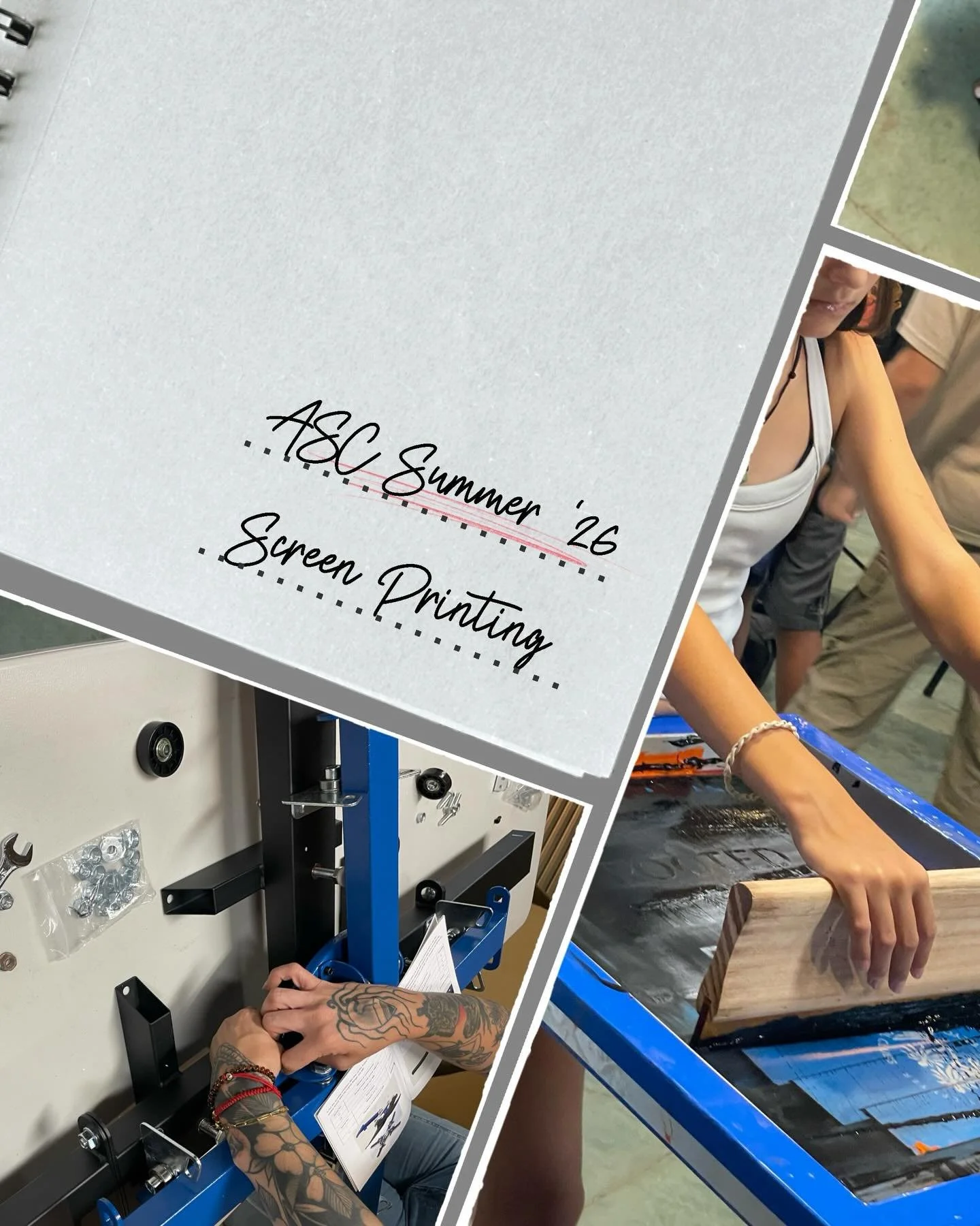 Halfway through summer program 🔥 Here&rsquo;s a peak behind the curtains at the screen printing sessions with @lexpetrofftattoo 🌟