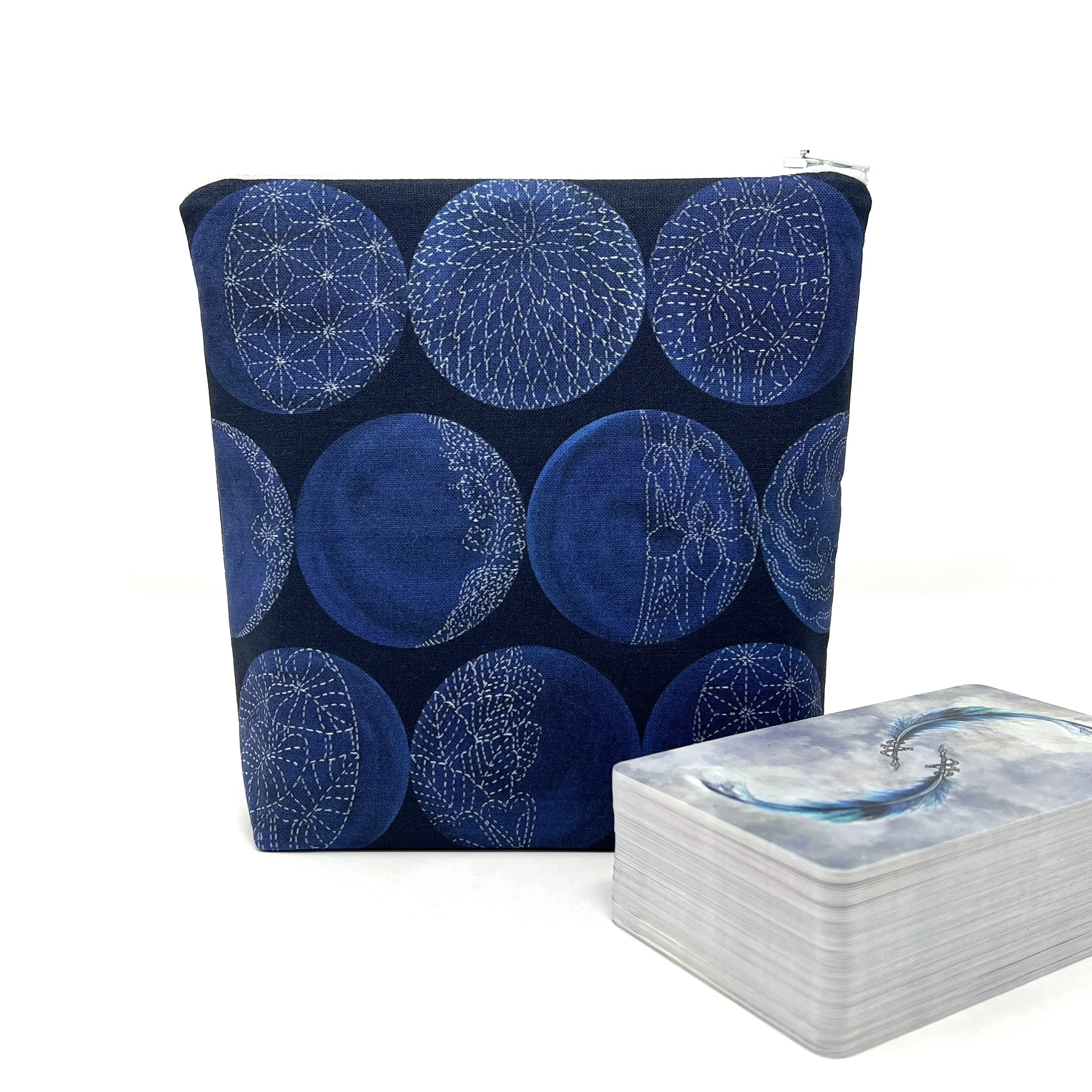 Upright Zipper Bag- Sashiko Moon Collection