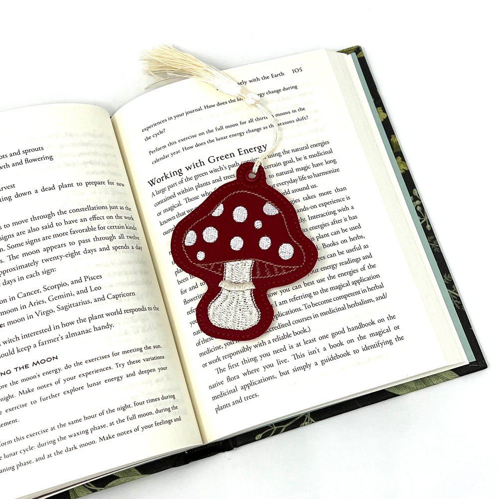 Bookmarks, Embroidered Mushroom, Moonlit Faye