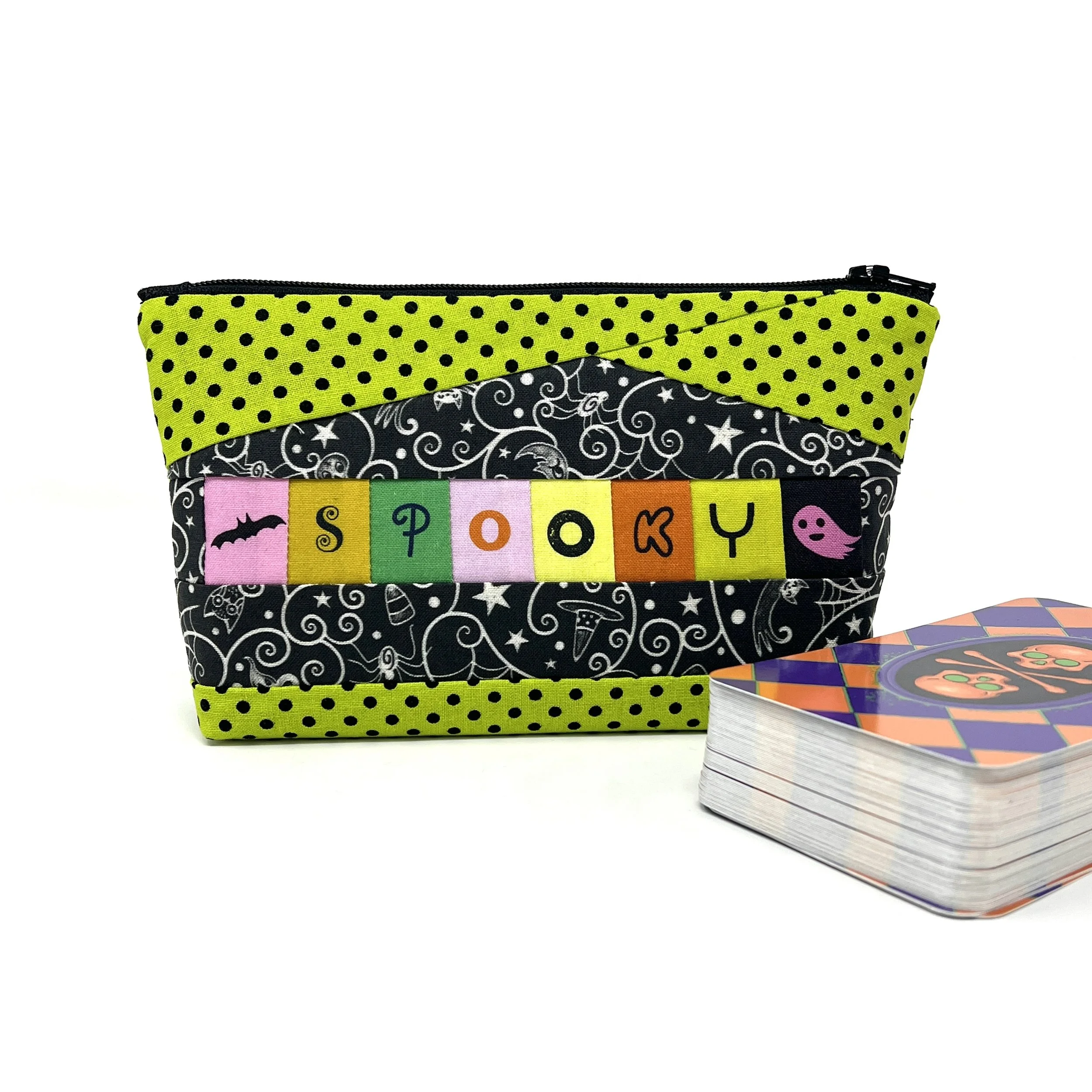 Patchwork Phrases- Simple Zip- One of a Kind- Spooky Green