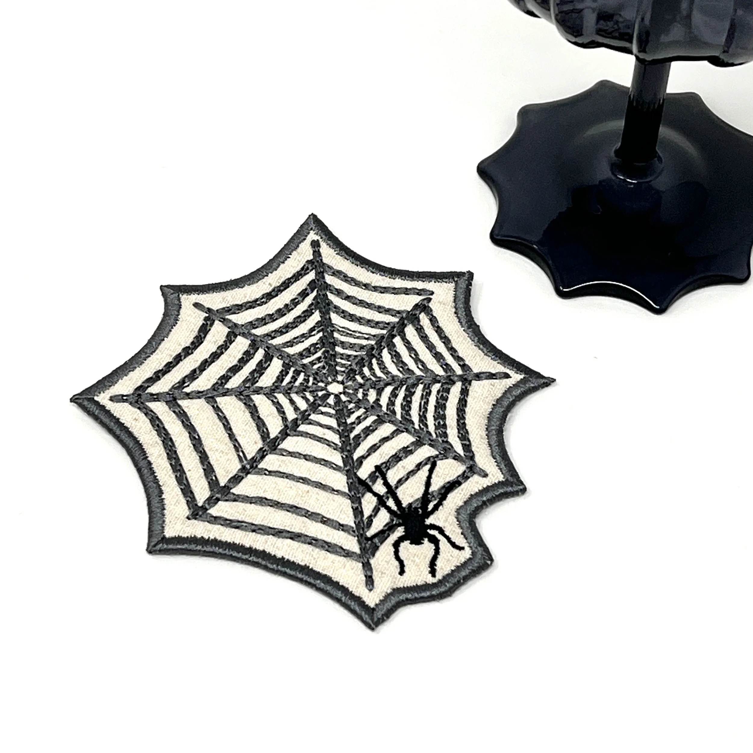 Spider Web Machine Embroidered Coaster