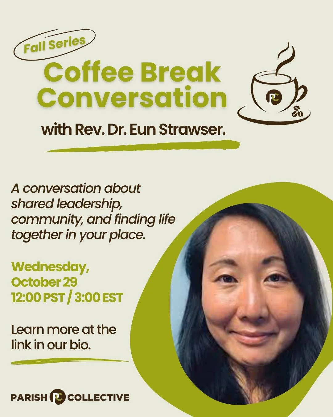 Many of us grew up believing that being a good leader meant carrying all the weight ourselves. But what if true leadership looked less like performance and more like friendship?
In our next Coffee Break Conversation, Rev. Dr. Eun Strawser—auth