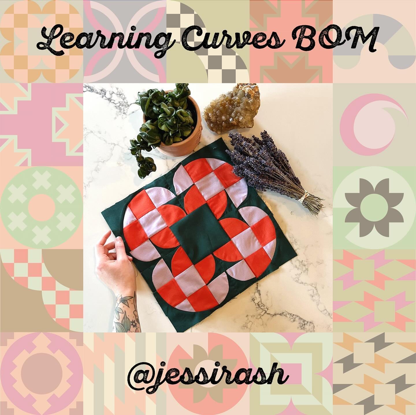 I need a whole quilt of this block, ASAP! Especially in the colors @jessirash used in her test block of the Bear Bloom quilt block. Swipe to see some mock-ups of this block as a full quilt top!

This month&rsquo;s Learning Curves BOM puts a curvy twi