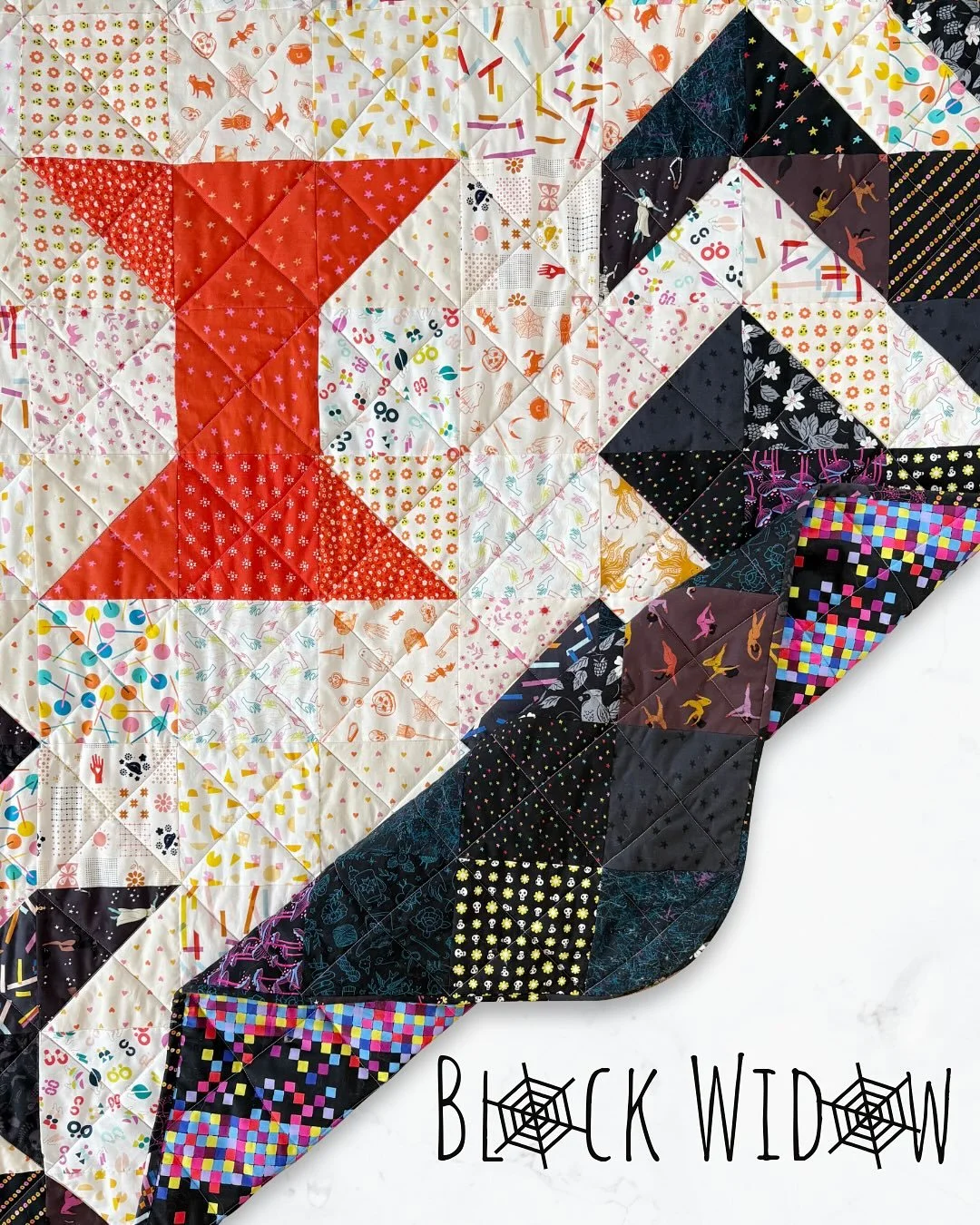 What do you get when you feed a spider some corn?

A cobweb 🕸️🕸️

Have you seen the news?? The Block Widow quilt pattern drops on September 22. Save this post so you can refer back to the fabric requirements when you&rsquo;re at your LQS this weeke